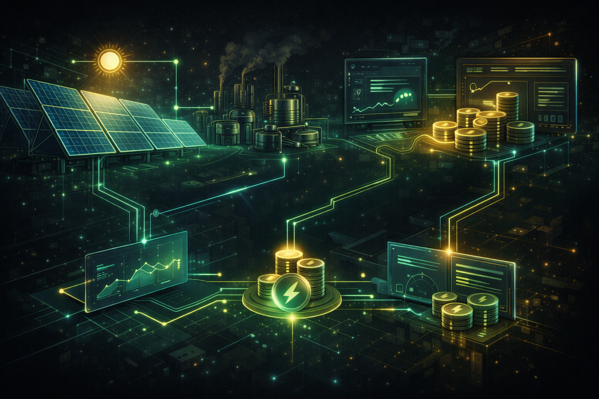 Tokenized energy and industrial asset systems illustration