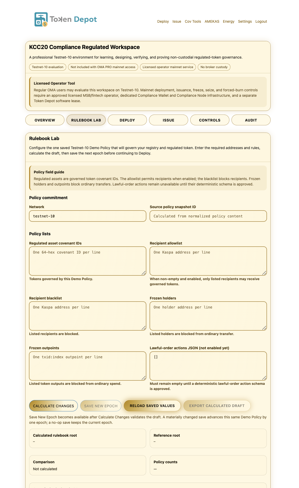 KCC20 Regulated Rulebook Lab